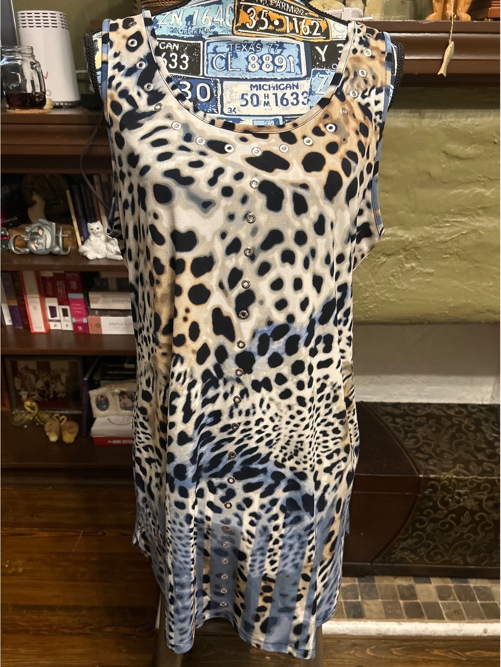 Style & Co. Women's Animal Print Sleeveless Dress with Eyelet Details
